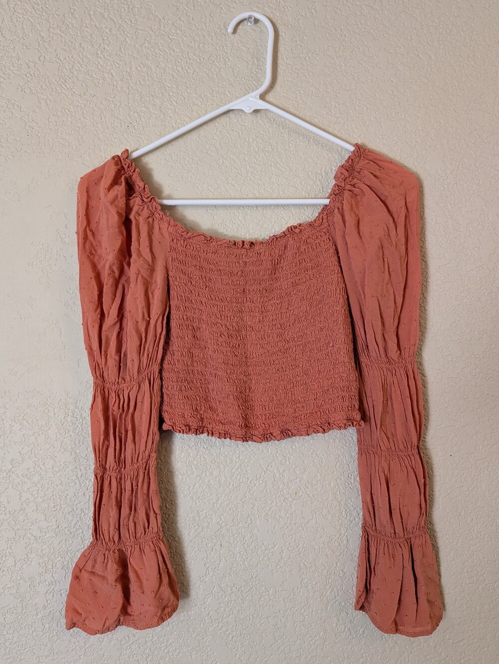 Target Dusty Rose Smocked Puff-Sleeve Crop Top